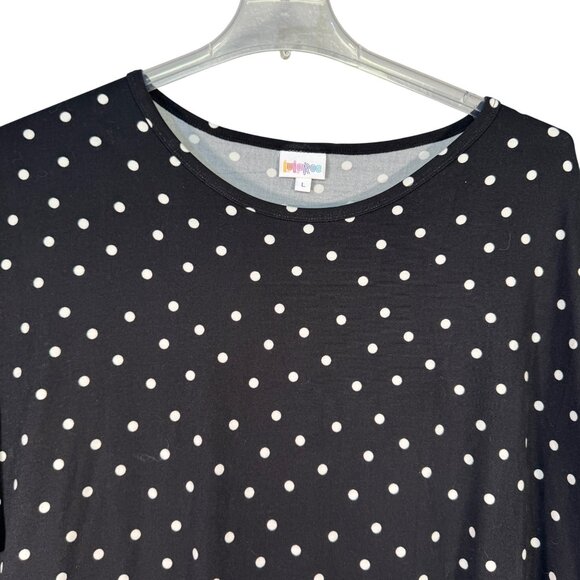 LuLaRoe Irma Black White Polka Dot Womens Tunic Top Size L Relaxed Fit - Picture 2 of 6